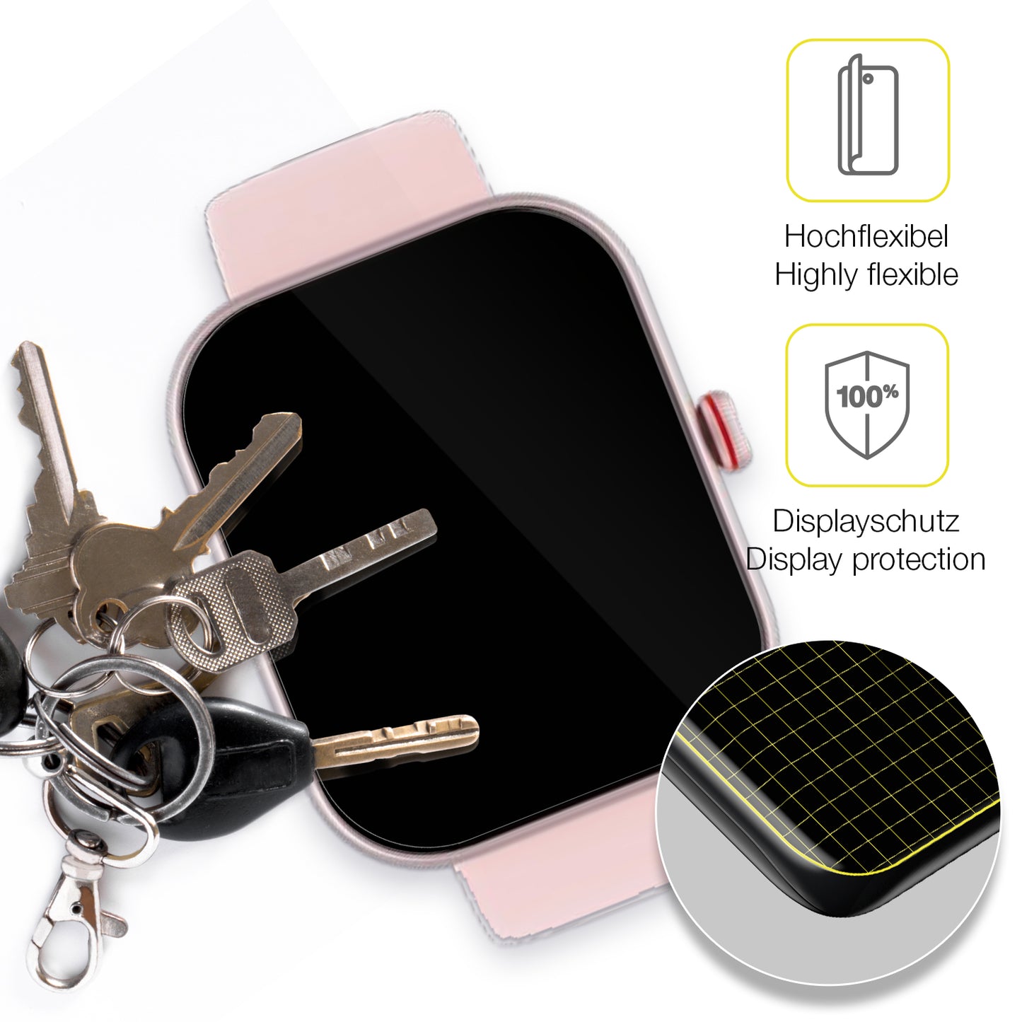 dipos Displayschutz für Toobur 1.91 Zoll Smartwatch, transparente Oberfläche, geringe Dicke und perfekte Passform