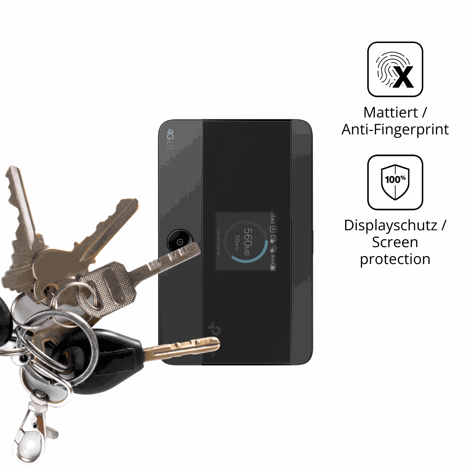 dipos Displayschutz für TP-Link M7350, mattierte Oberfläche, Blickschutzfilter und perfekter Passform