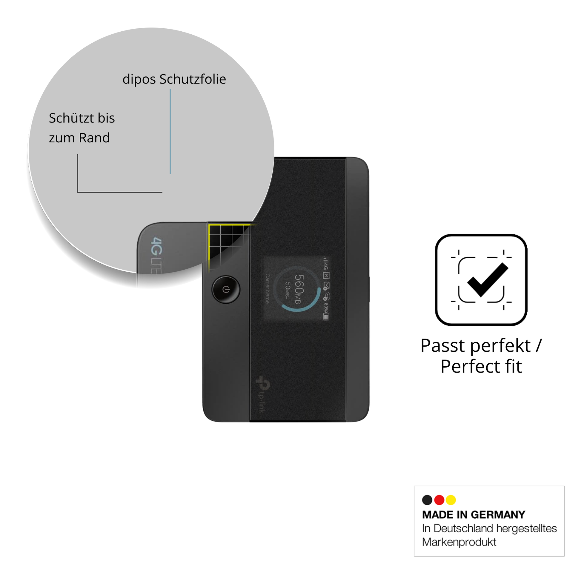 Schutz gegen Kratzer auf dem TP-Link M7350 Glas durch Schlüssel oder Ähnliches