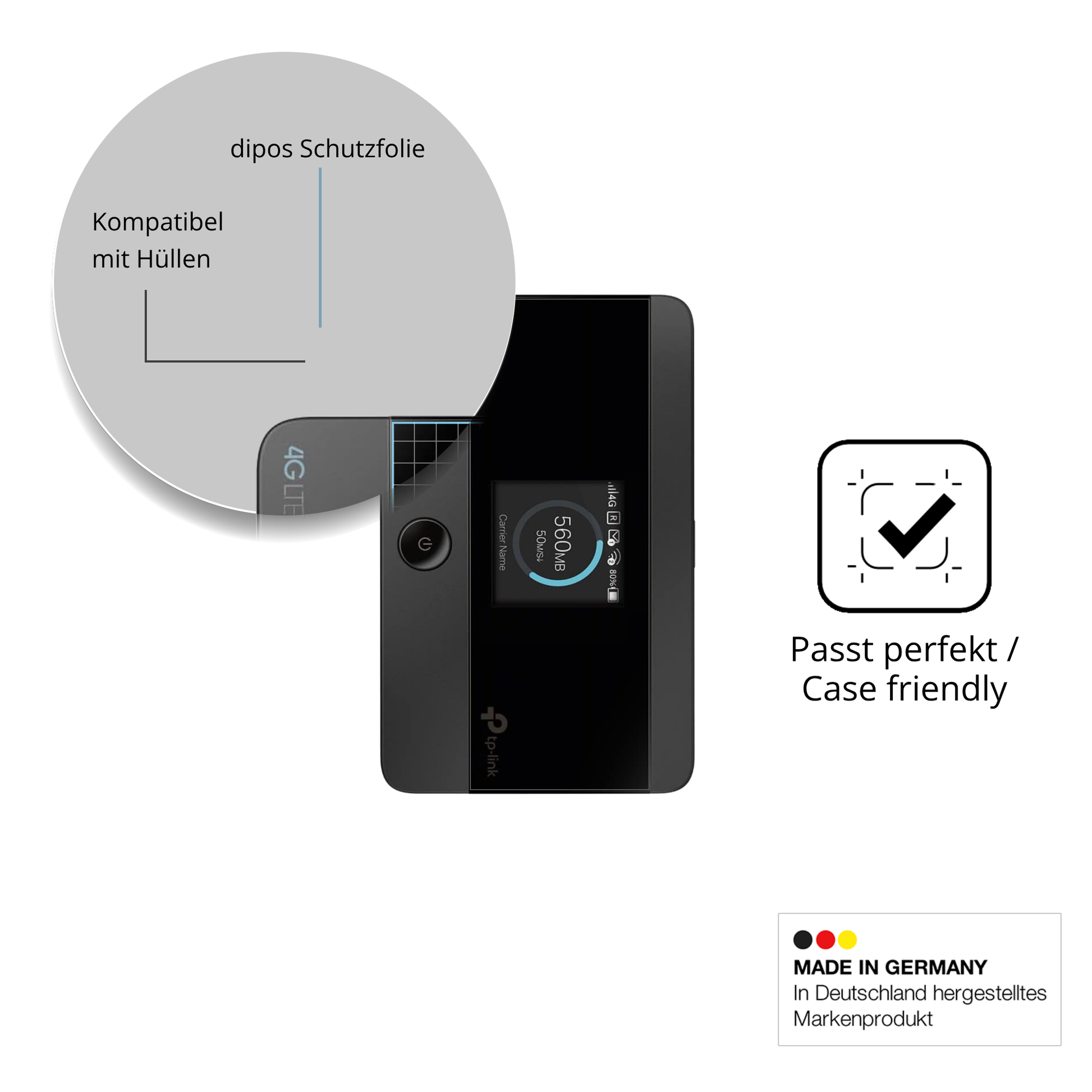 Schutzfolie mit optimaler Passform, zur Verwendung mit Hüllen geeignet