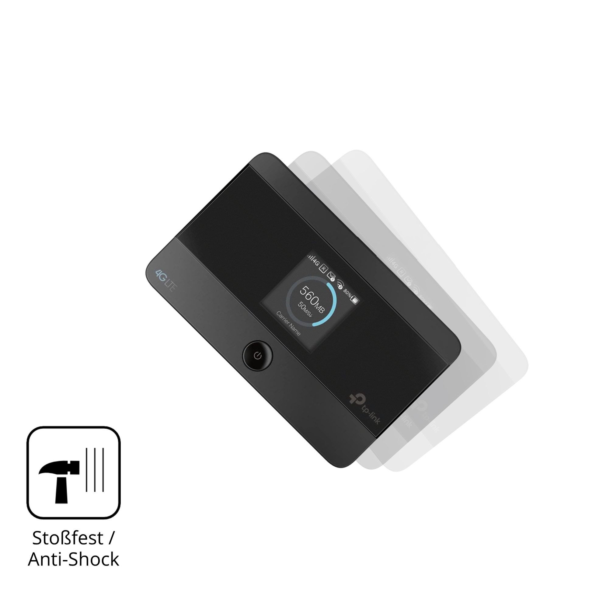 Schutz gegen Kratzer auf dem TP-Link M7350 Glas durch Schlüssel, Stöße gegen die Tischkante oder Stürze