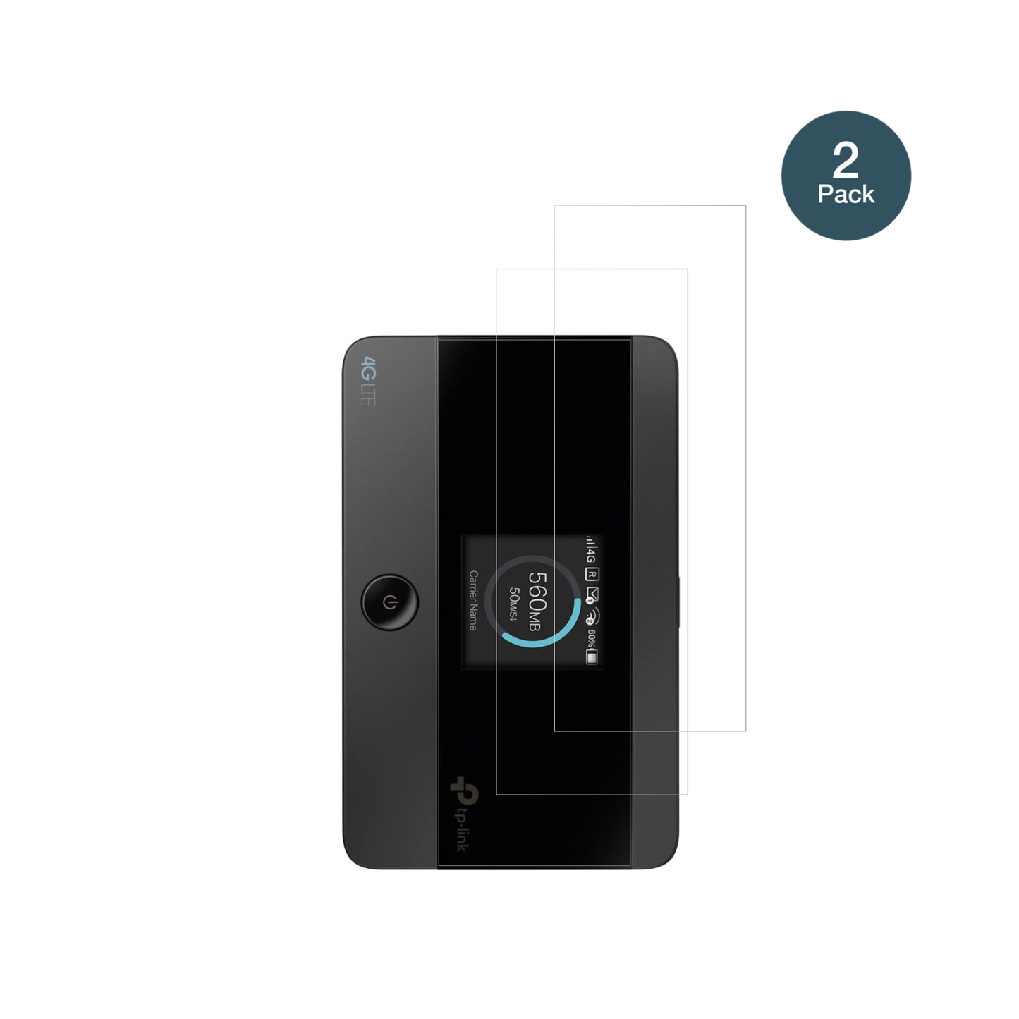 TP-LinkM7350 mit aufgebrachter dipos Flex Schutzfolie, glasklare Darstellung ohne Einschränkungen