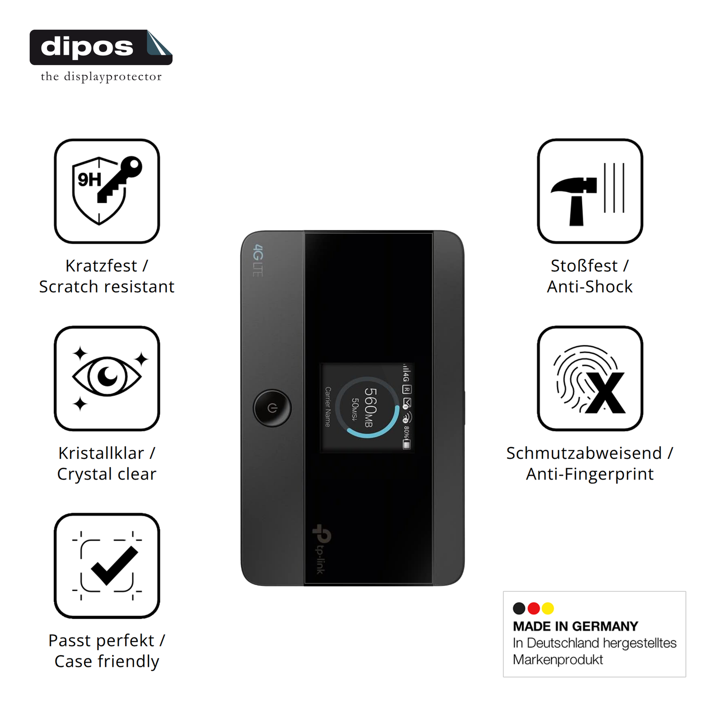 Displayschutz hergestellt in Deutschland, höchste Qualität made in Germany