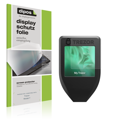 Matte Displayschutzfolie von dipos passend für Trezor Model T, präziser Zuschnitt und blasenfrei montiert