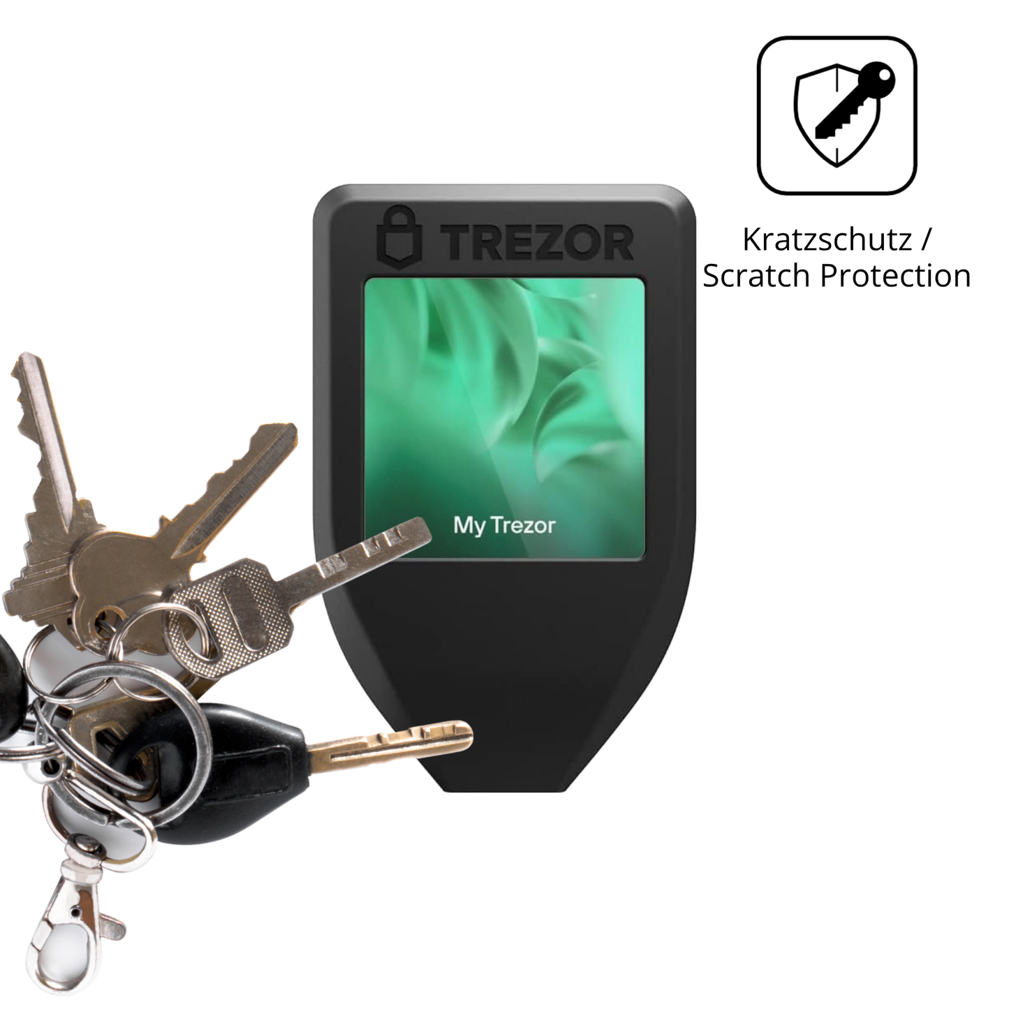 Schutz gegen Kratzer auf dem Trezor Model T Glas durch Schlüssel oder Ähnliches