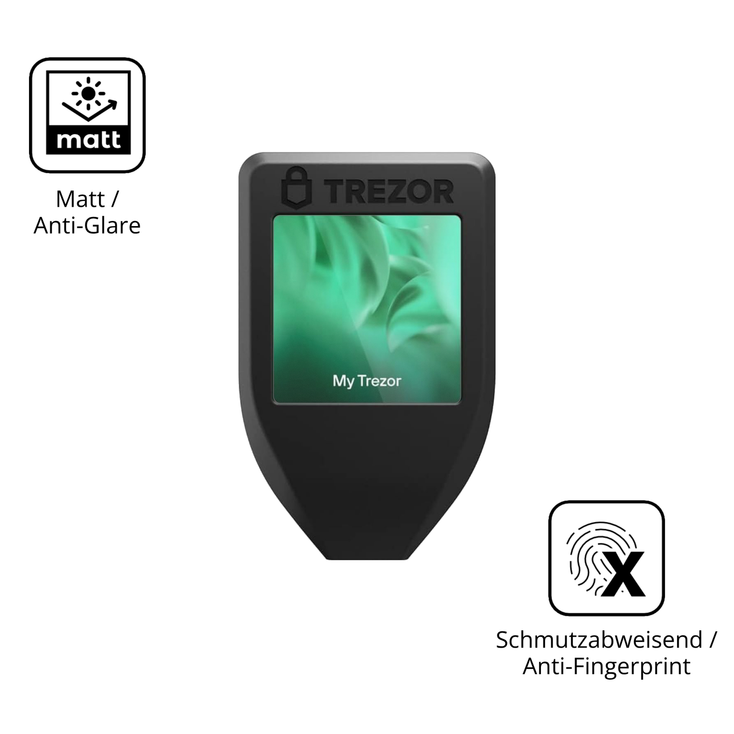 Dünne und entspiegelnde Folie passend zugeschnitten für Trezor Model T