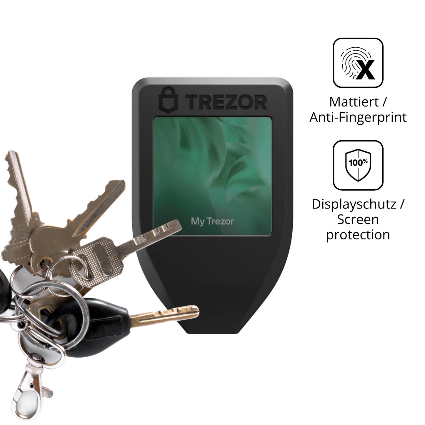 dipos Displayschutz für Trezor Model T, mattierte Oberfläche, Blickschutzfilter und perfekter Passform