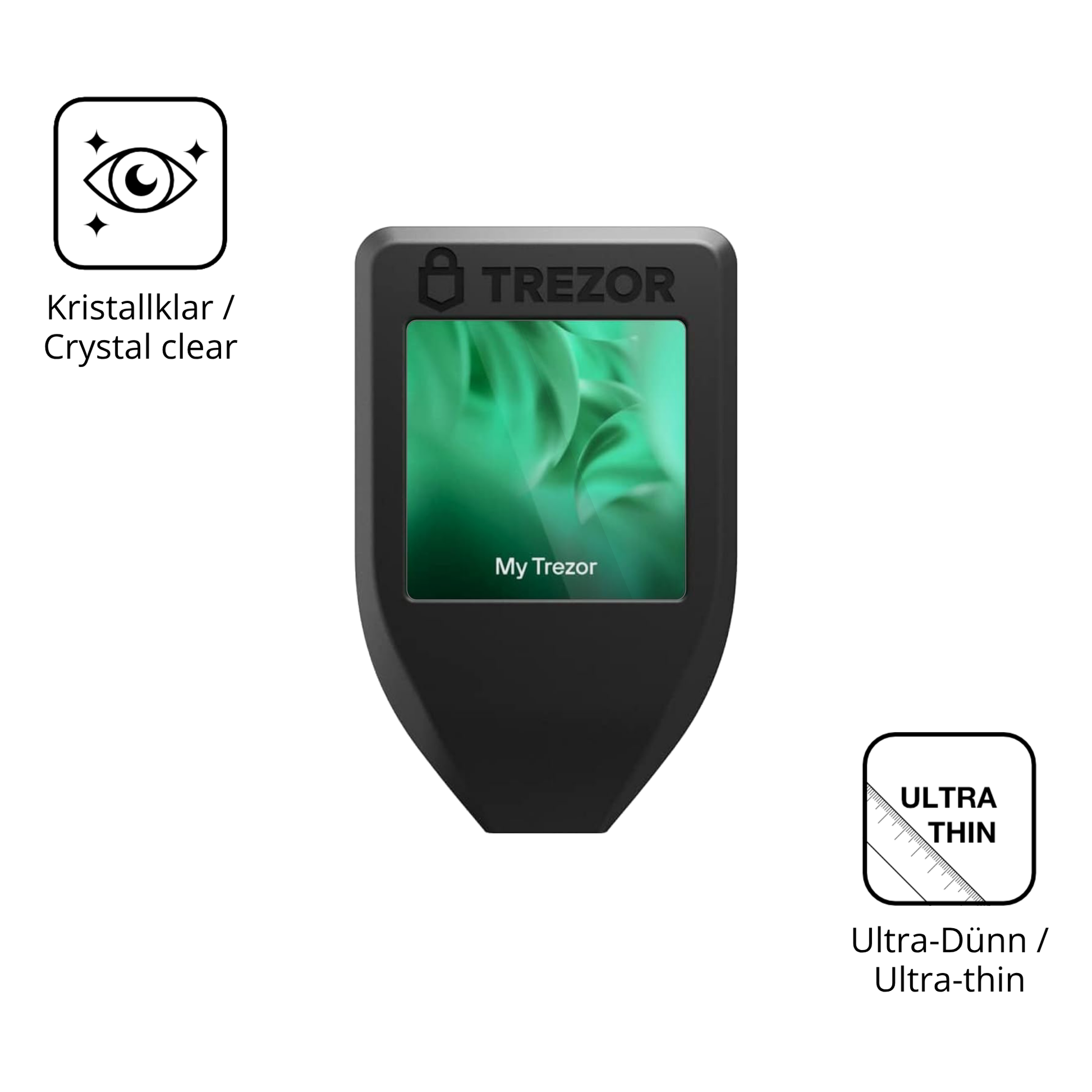 Dünne und klare Folie passend zugeschnitten für Trezor Model T