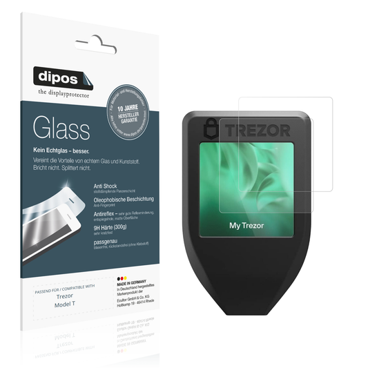 Matte Displayschutzfolie von dipos passend für Trezor Model T, 9H kratzfest und blasenfrei montiert