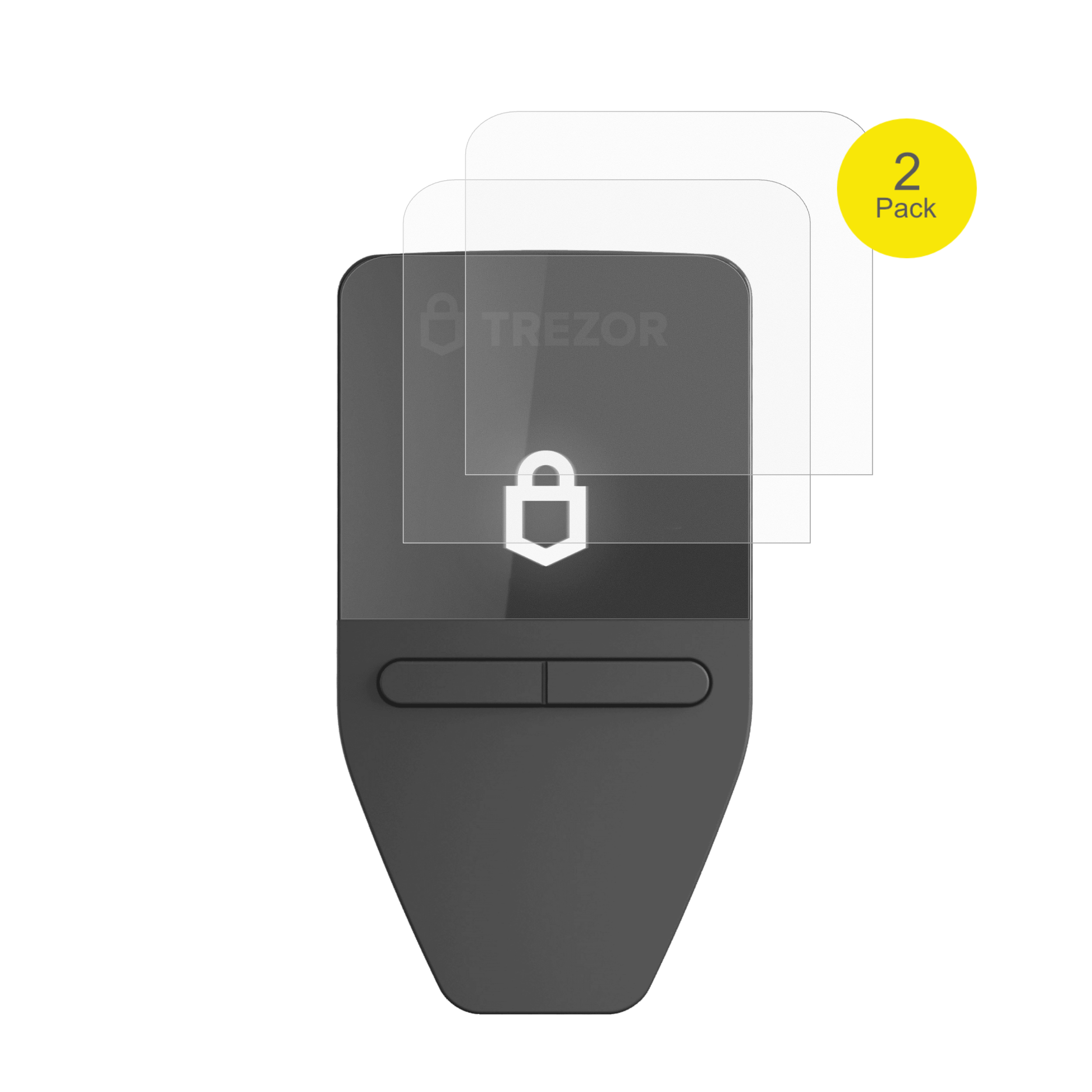 TrezorSafe 3 mit aufgebrachter dipos Flex Schutzfolie, glasklare Darstellung ohne Einschränkungen