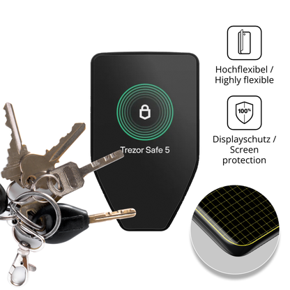dipos Displayschutz für Trezor Safe 5, transparente Oberfläche, perfekte Passform auch für die Rundungen