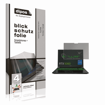 Blickschutzfolie von dipos passend für TULPAR T6 V3.8.1 16 Zoll, präziser Zuschnitt und blasenfrei montiert