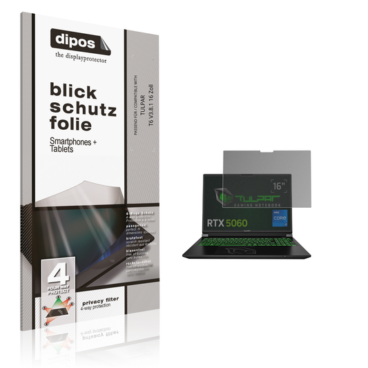 Blickschutzfolie von dipos passend für TULPAR T6 V3.8.1 16 Zoll, präziser Zuschnitt und blasenfrei montiert