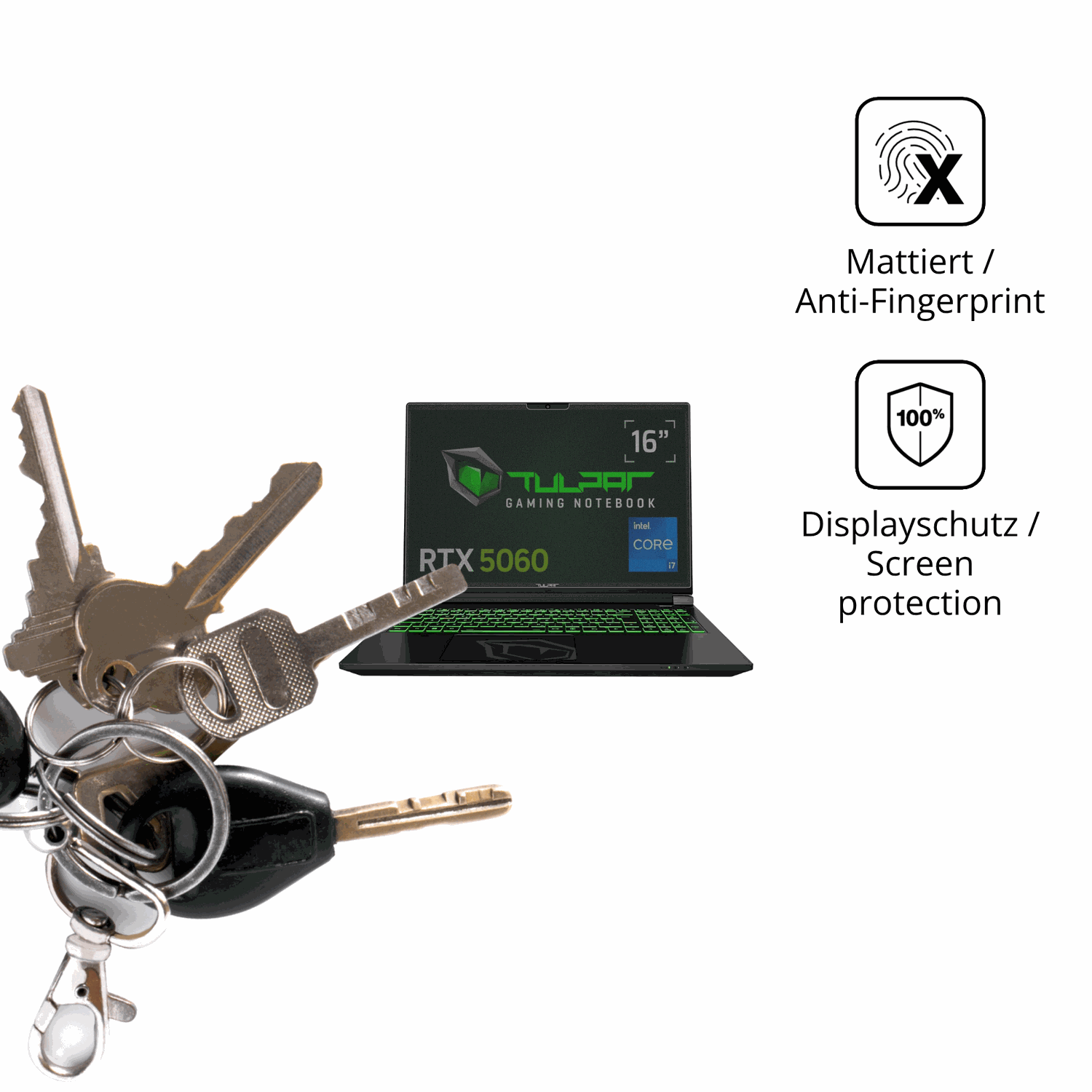 dipos Displayschutz für TULPAR T6 V3.8.1 16 Zoll, mattierte Oberfläche, Blickschutzfilter und perfekter Passform