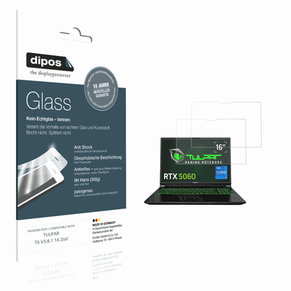 Matte Displayschutzfolie von dipos passend für TULPAR T6 V3.8.1 16 Zoll, 9H kratzfest und blasenfrei montiert