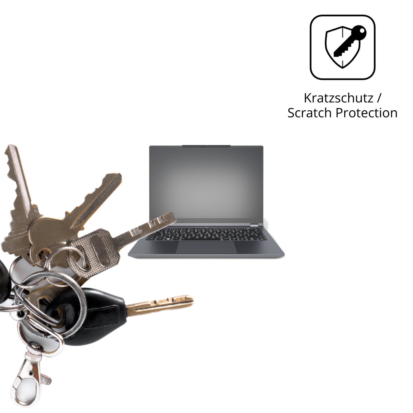 Schutz gegen Kratzer auf dem tuxedoinfinitybook pro 14 gen 10 Glas durch Schlüssel oder Ähnliches