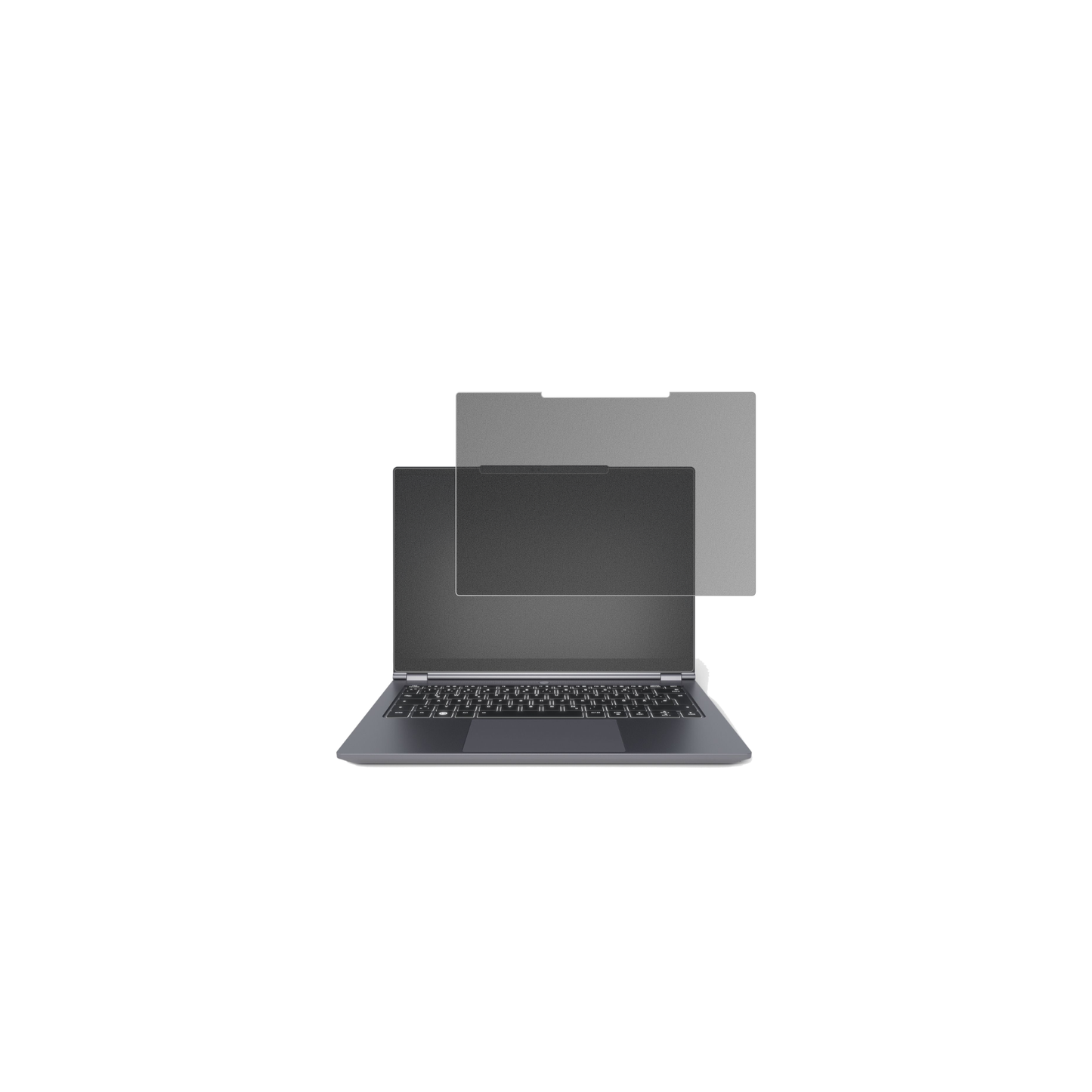 tuxedoinfinitybook pro 14 gen 10 mit aufgebrachtem dipos Displayschutz, der seitliche Einblicke blockiert