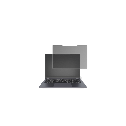 tuxedoinfinitybook pro 14 gen 10 mit aufgebrachtem dipos Displayschutz, der seitliche Einblicke blockiert