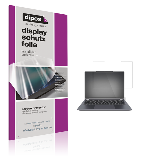 Klare Displayschutzfolie von dipos passend für tuxedoinfinitybook pro 14 gen 10, präziser Zuschnitt und blasenfrei montiert