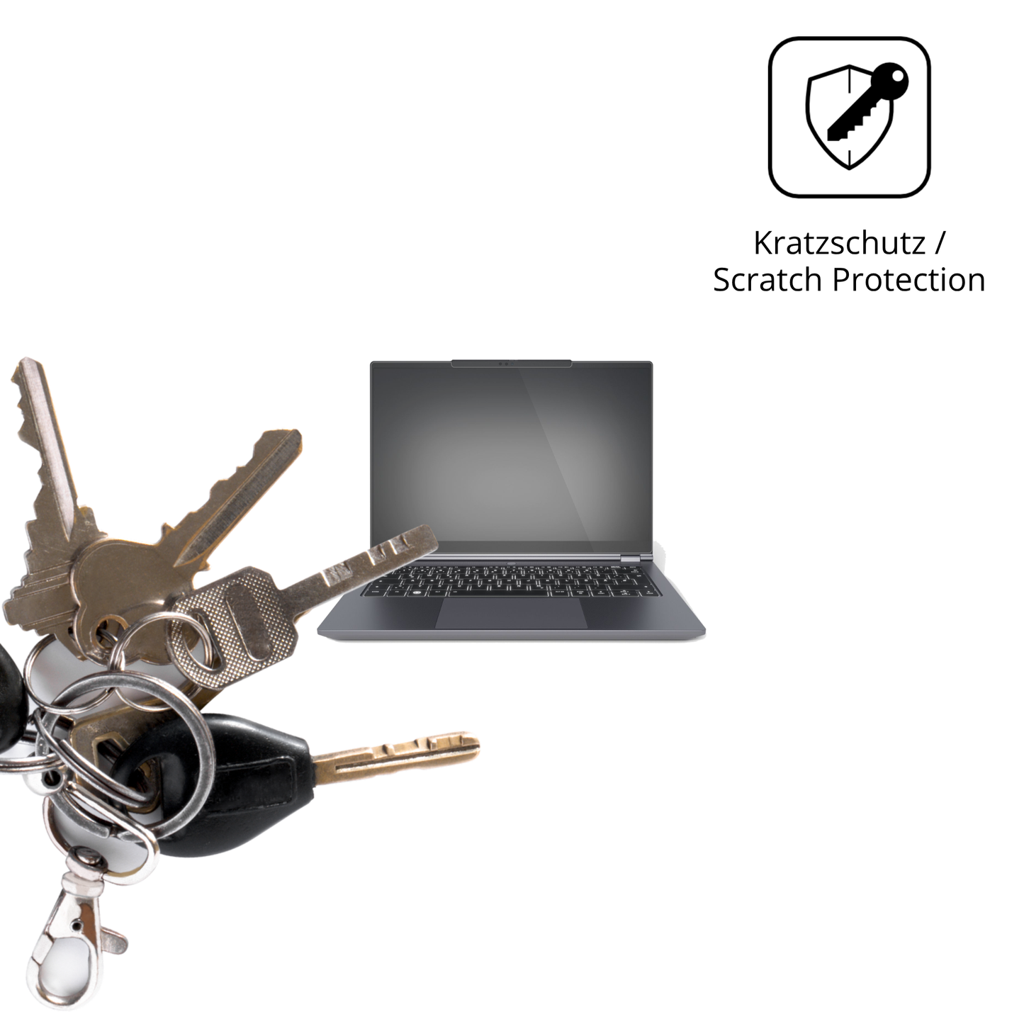 Schutz gegen Kratzer auf dem tuxedoinfinitybook pro 14 gen 10 Glas durch Schlüssel oder Ähnliches