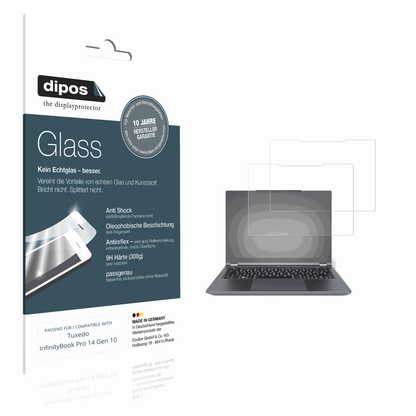Matte Displayschutzfolie von dipos passend für tuxedoinfinitybook pro 14 gen 10, 9H kratzfest und blasenfrei montiert
