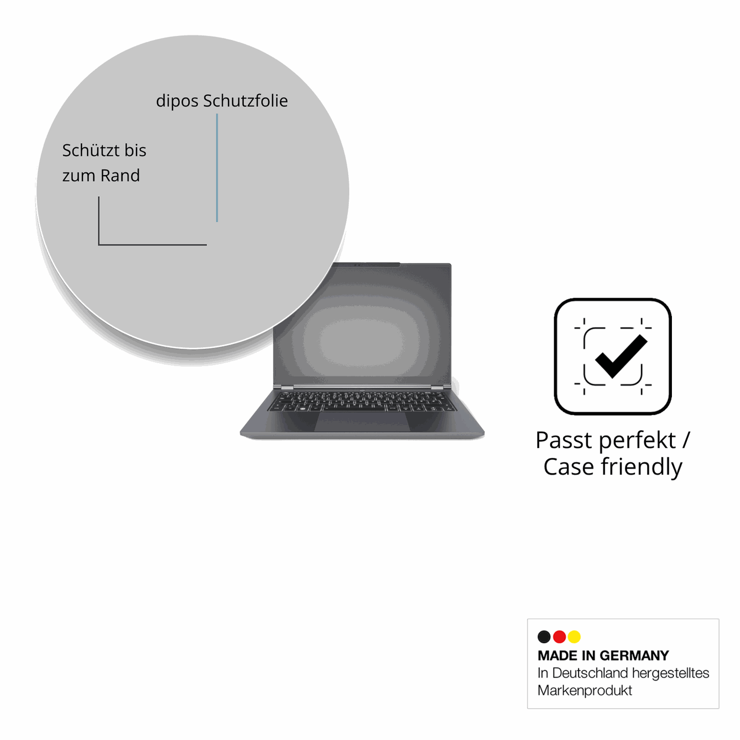 Schutzglasfolie mit optimaler Passform, zur Verwendung mit Hüllen geeignet