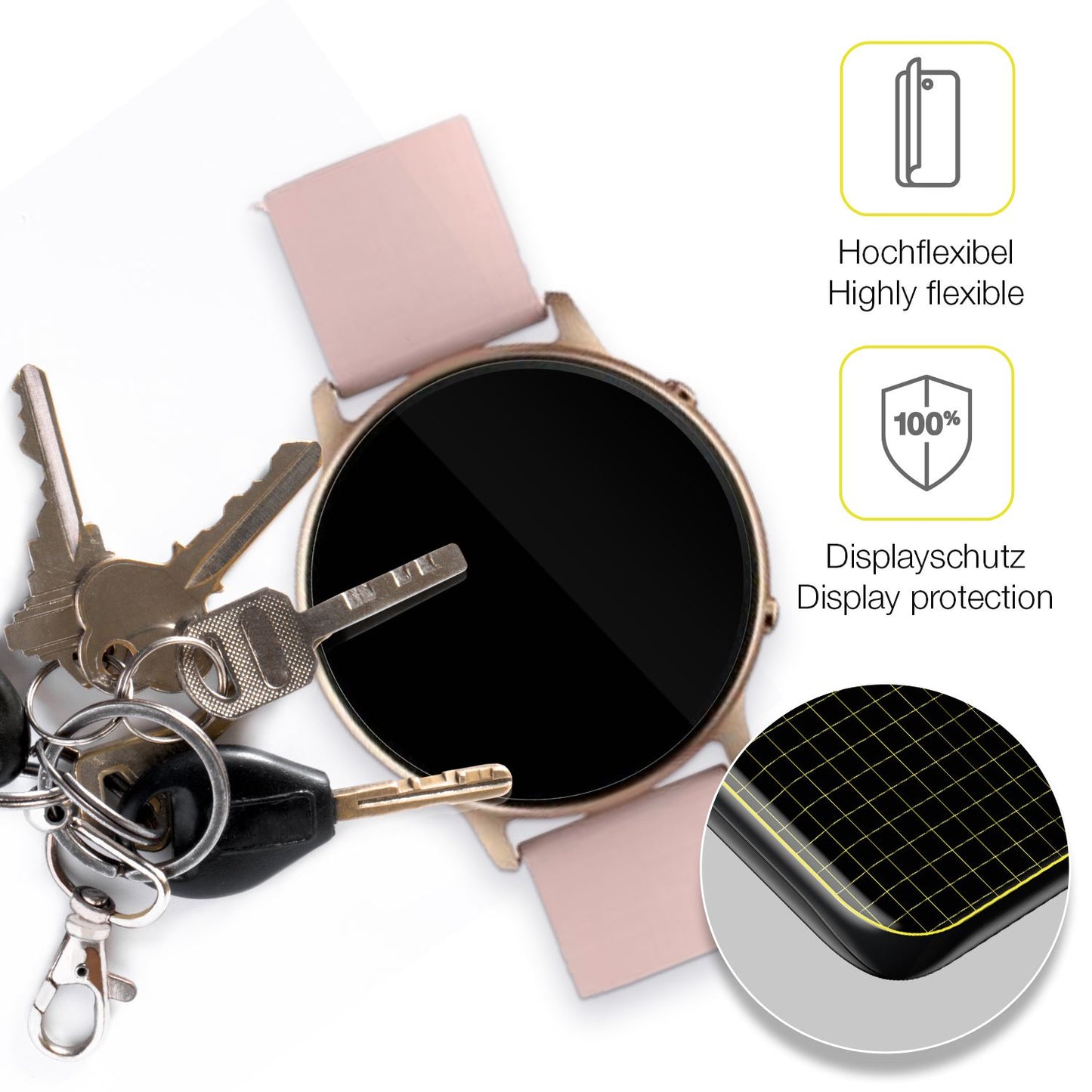 dipos Displayschutz für Tuyoma Smartwatch LW36, transparente Oberfläche, geringe Dicke und perfekte Passform