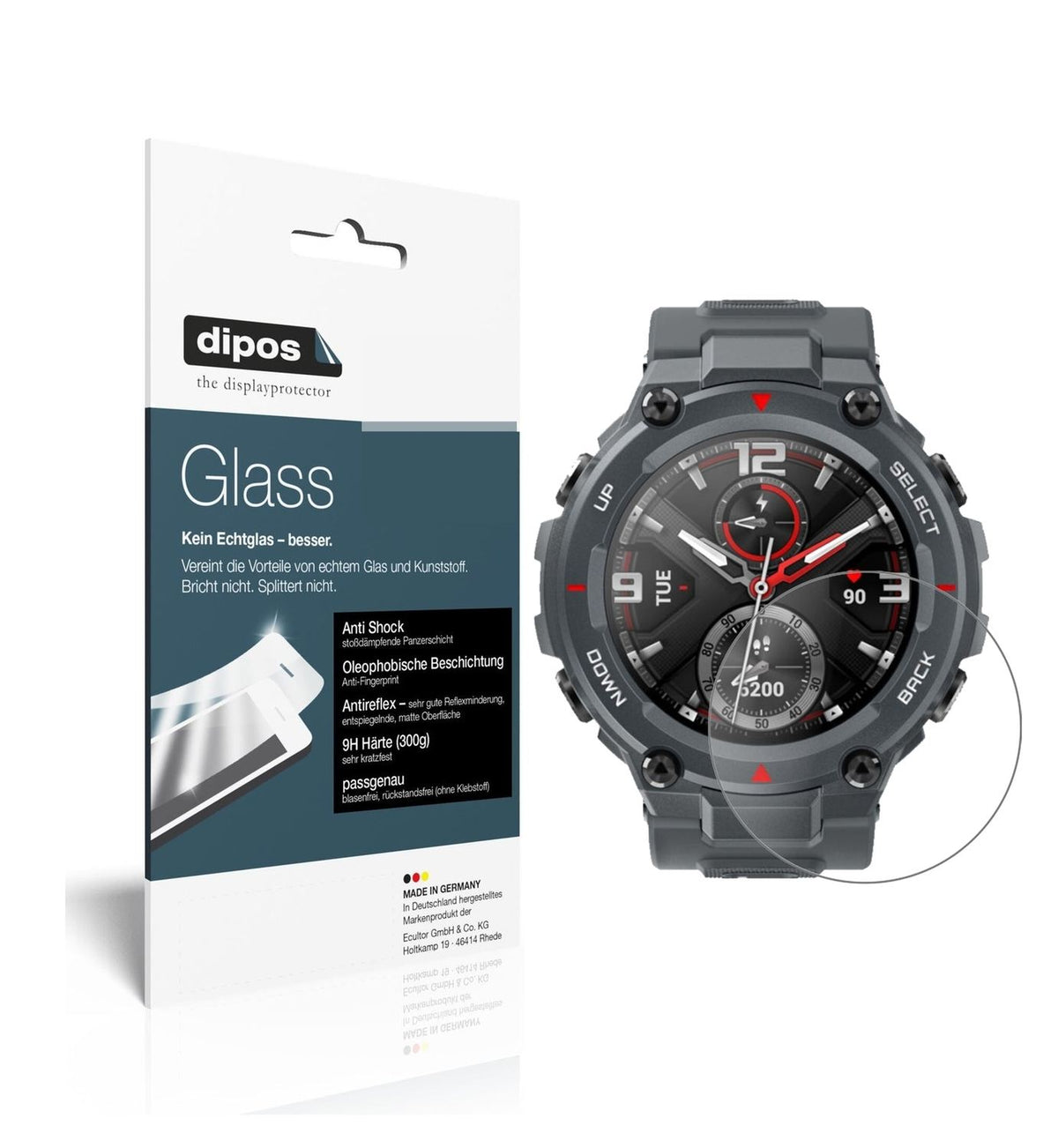 1x 9H Schutzfolie matt für Amazfit T-Rex Smartwatch Panzerfolie