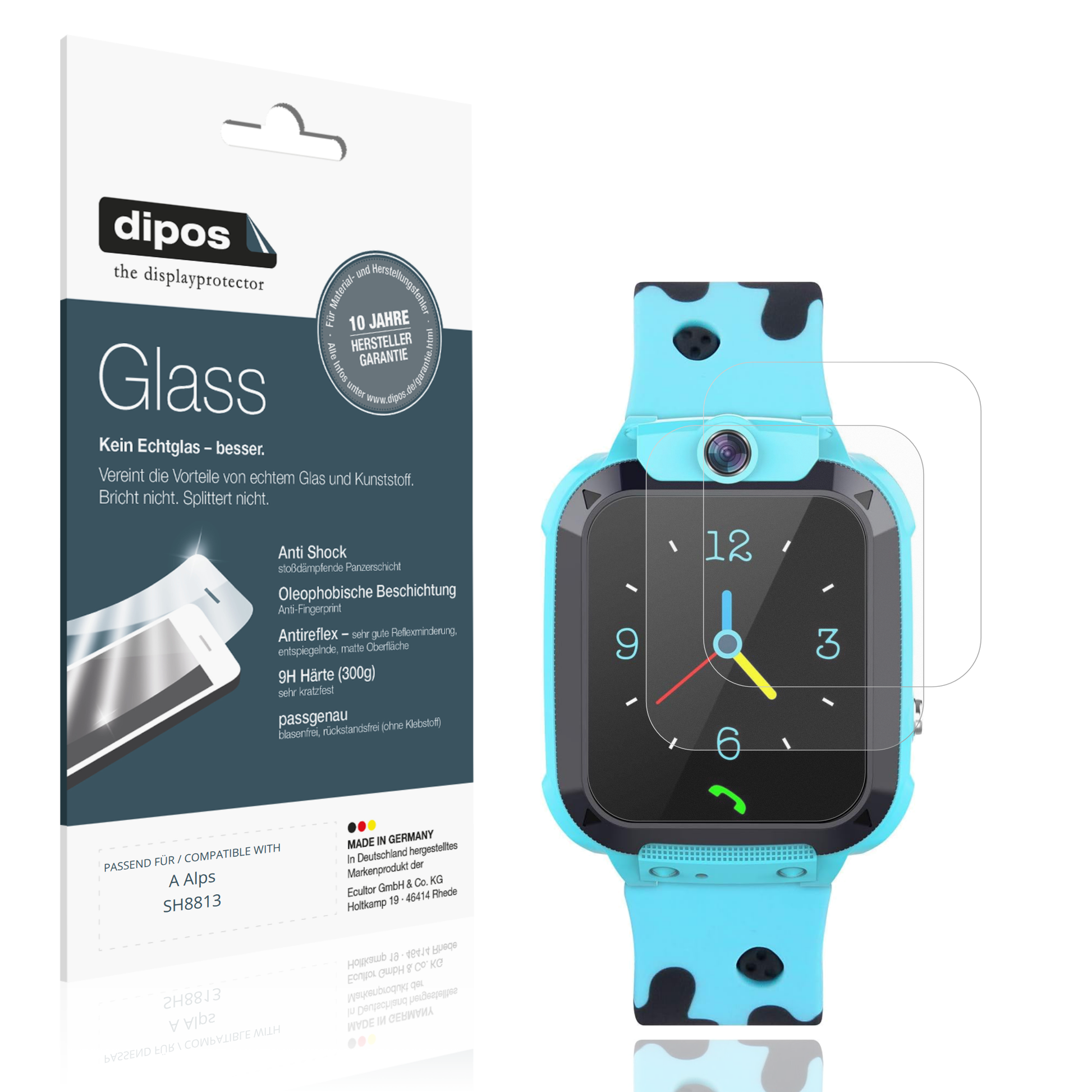 Matte Displayschutzfolie von dipos passend für Tzzulsx Kinder Smartwatch, 9H kratzfest und blasenfrei montiert