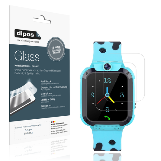 Klare Displayschutzfolie von dipos passend für Tzzulsx Kinder Smartwatch, 9H kratzfest und blasenfrei montiert