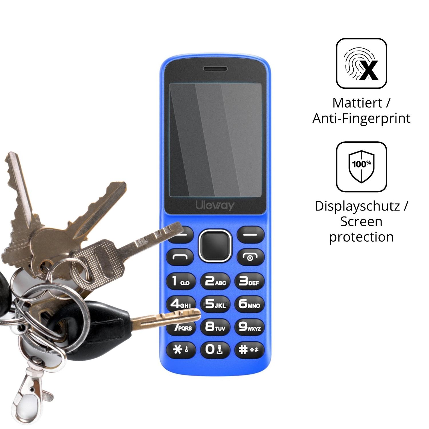 dipos Displayschutz für Ufferson T1208, mattierte Oberfläche, Blickschutzfilter und perfekter Passform