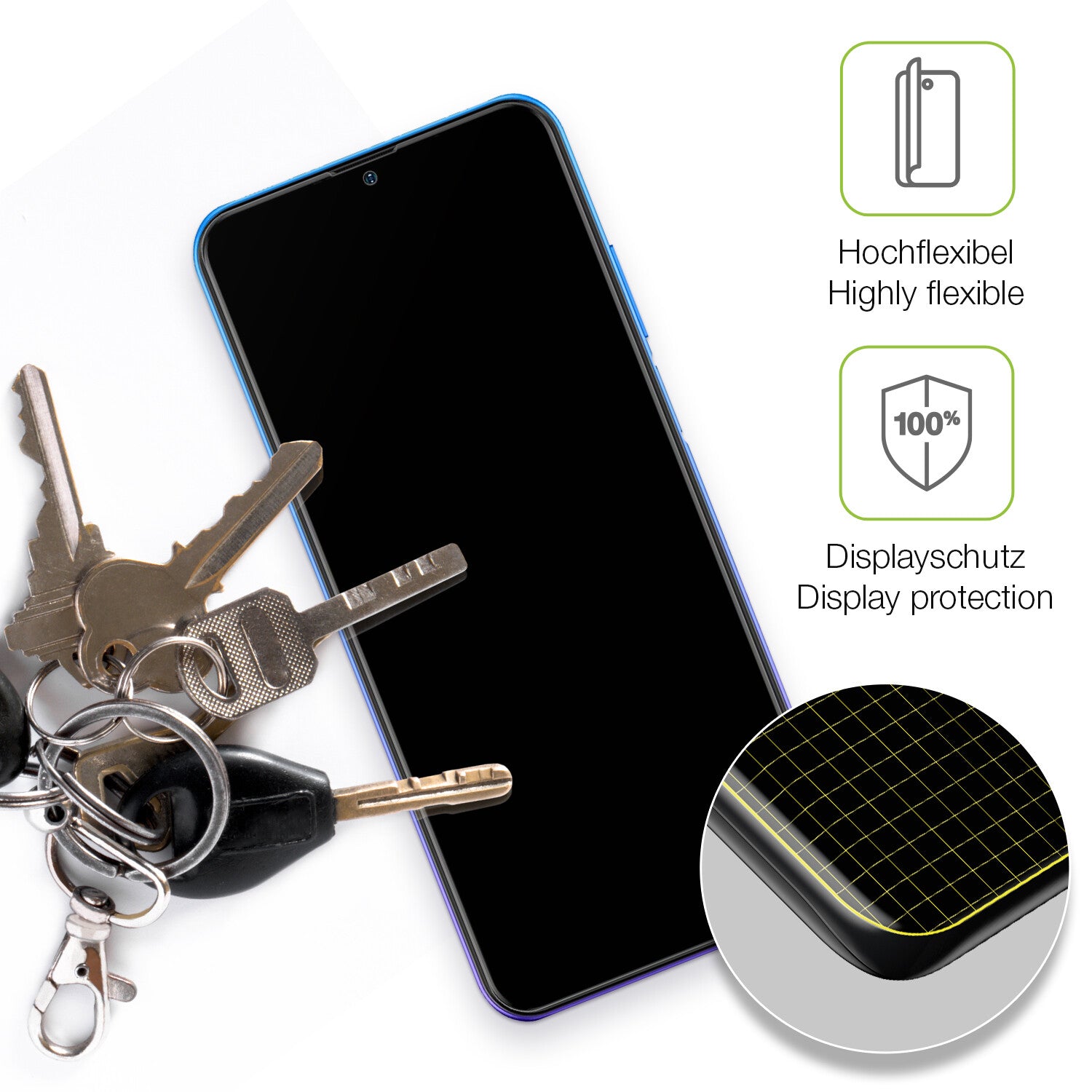 dipos Displayschutz für Ulefone Note 12P, transparente Oberfläche, perfekte Passform auch für die Rundungen