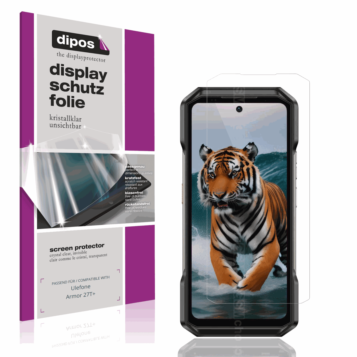 4x Schutzfolie klar für Ulefone Armor 27T+ Display-Schutzfolie