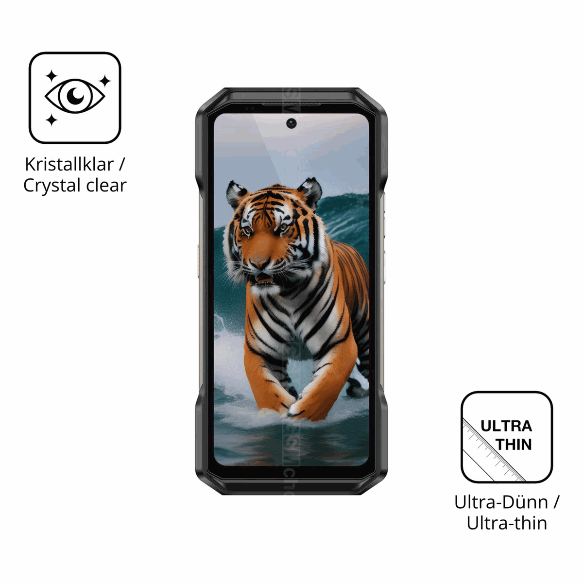 4x Schutzfolie klar für Ulefone Armor 27T+ Display-Schutzfolie