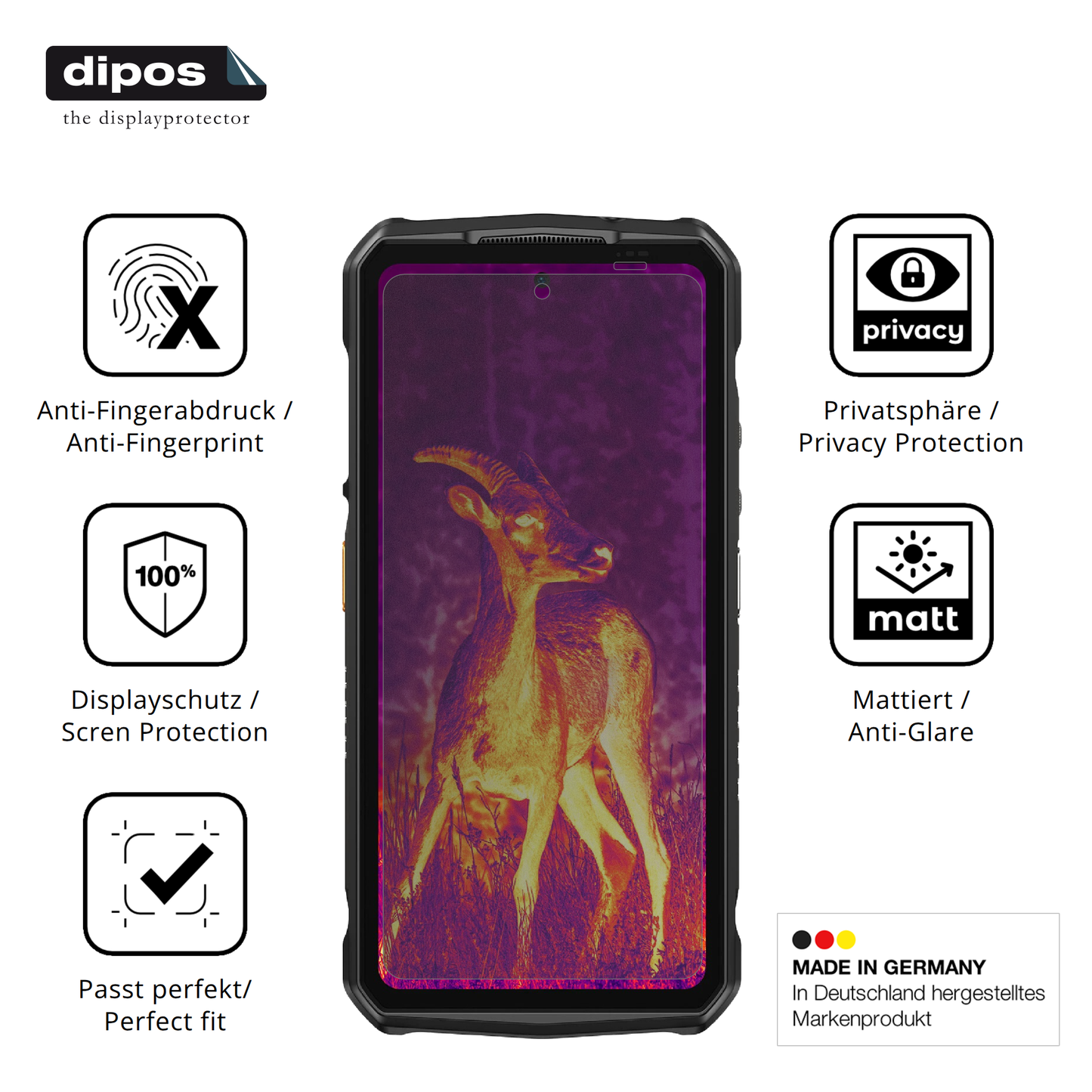 Blickschutzfolie für Ulefone Armor 29 Pro matt Schutzfolie Privacy