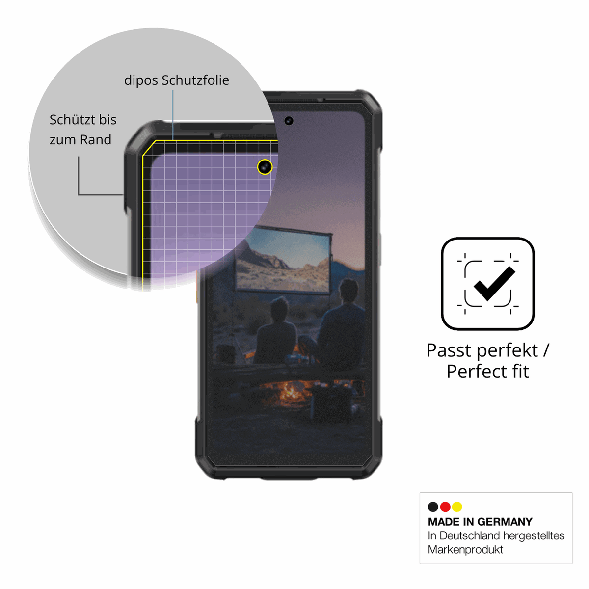 Schutz gegen Kratzer auf dem Ulefone Armor 34 Plus Glas durch Schlüssel oder Ähnliches