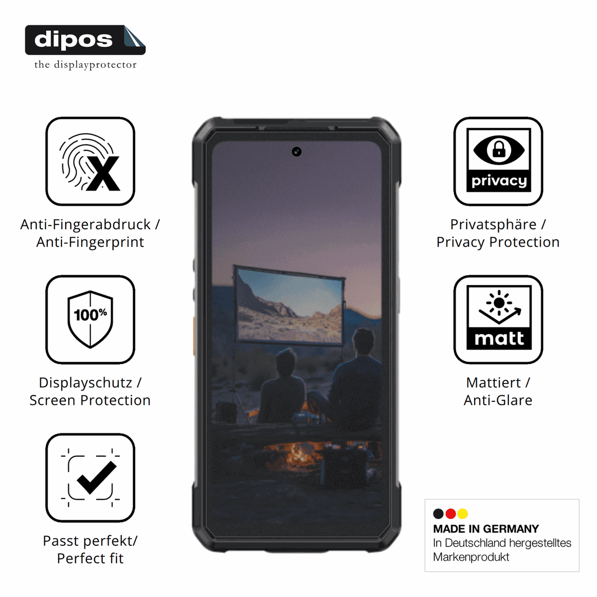 Privatsphäre-Schutz durch Sichtschutz-Folie passend zugeschnitten für Ulefone Armor 34 Plus