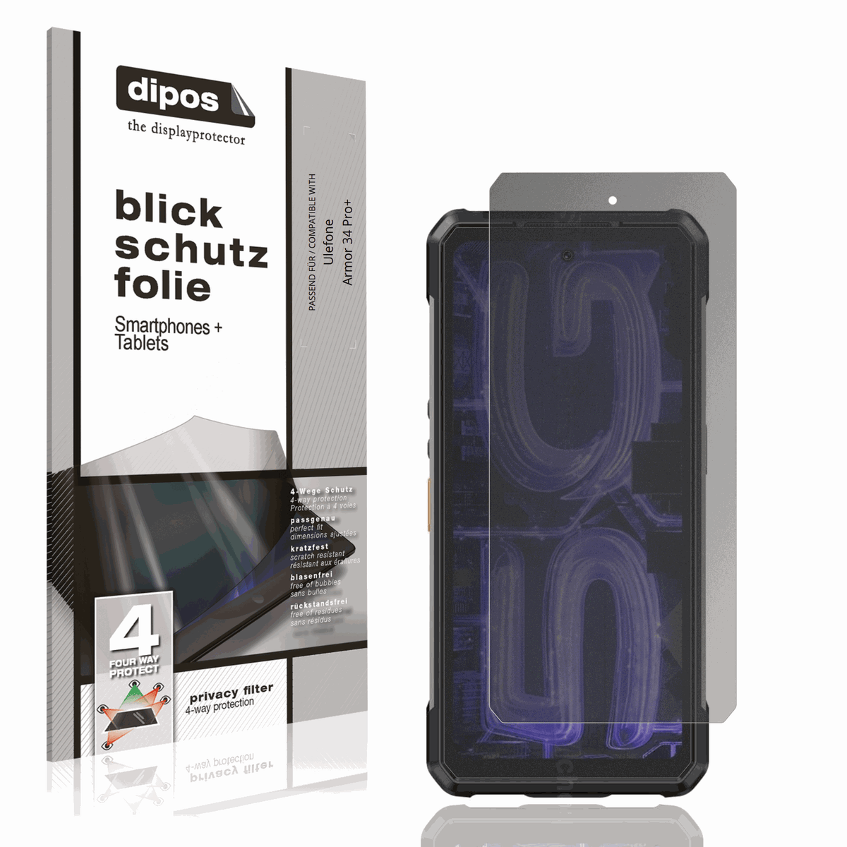 Blickschutzfolie für Ulefone Armor 34 Pro+ matt Schutzfolie Privacy