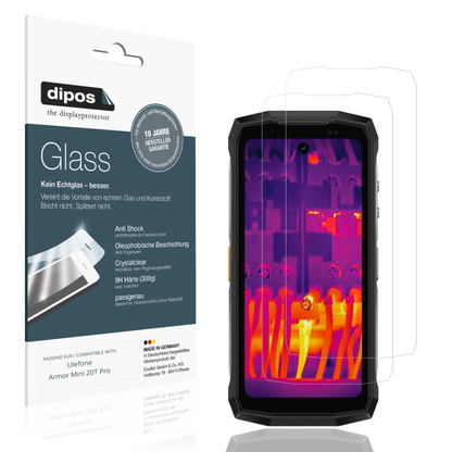 Klare Displayschutzfolie von dipos passend für ulefonearmor mini 20t pro, 9H kratzfest und blasenfrei montiert