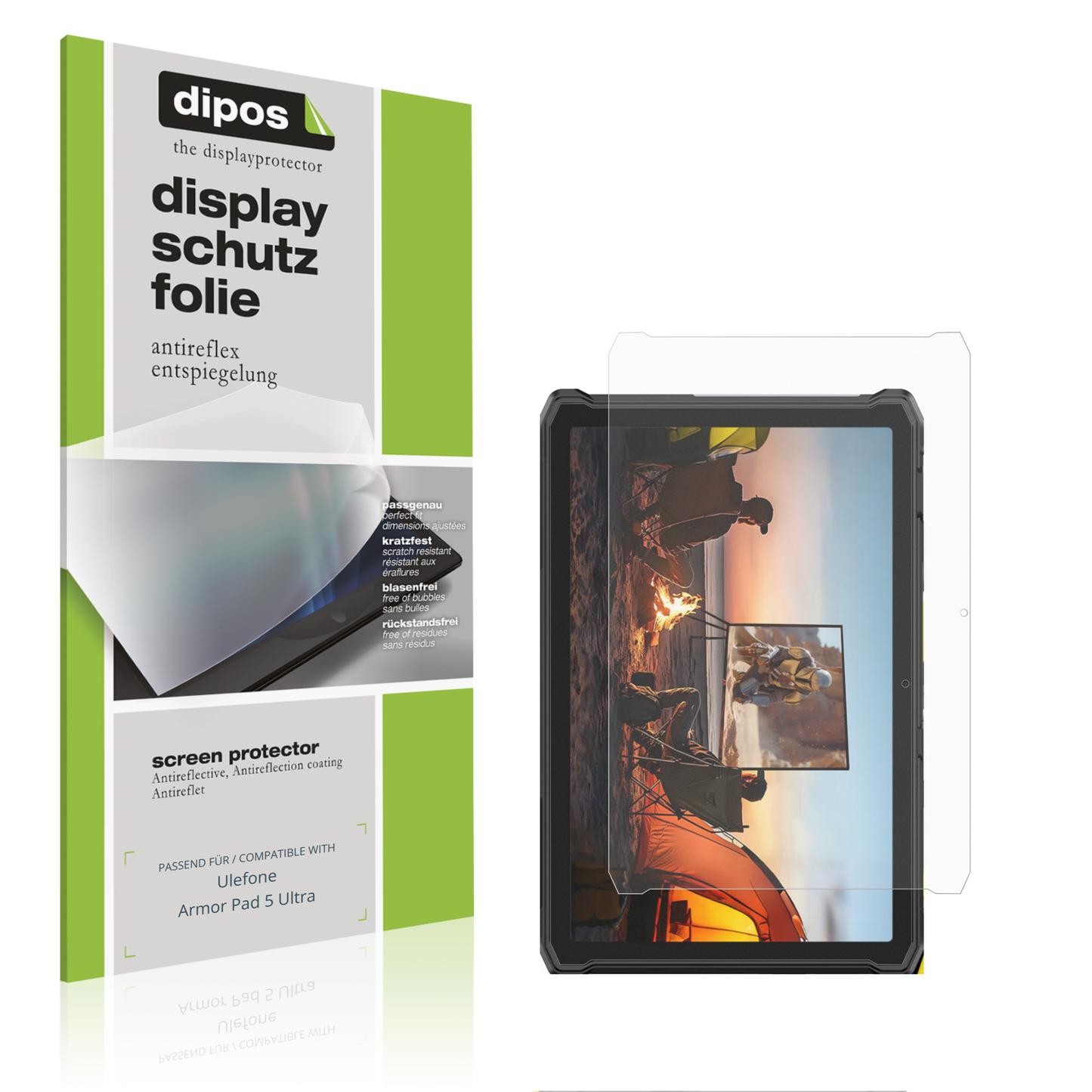 Matte Displayschutzfolie von dipos passend für ulefonearmor pad 5 ultra, präziser Zuschnitt und blasenfrei montiert