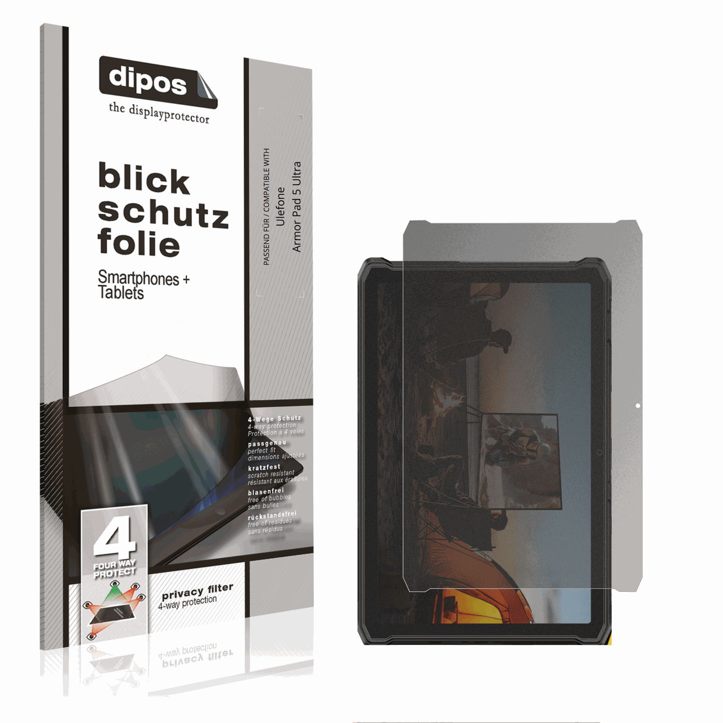 Blickschutzfolie für Ulefone Armor Pad 5 Ultra matt Schutzfolie Privacy