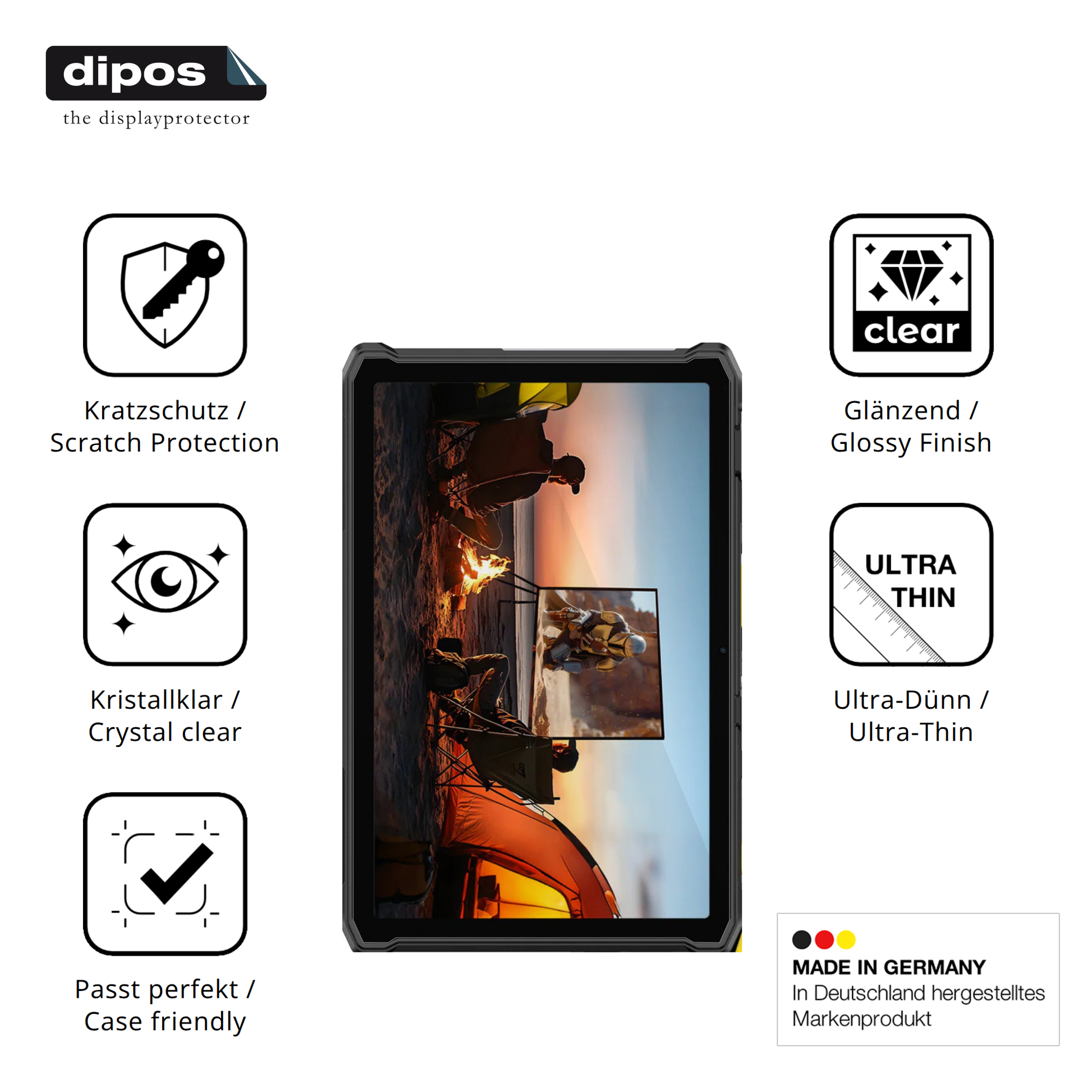 Displayschutz hergestellt in Deutschland, höchste Qualität made in Germany