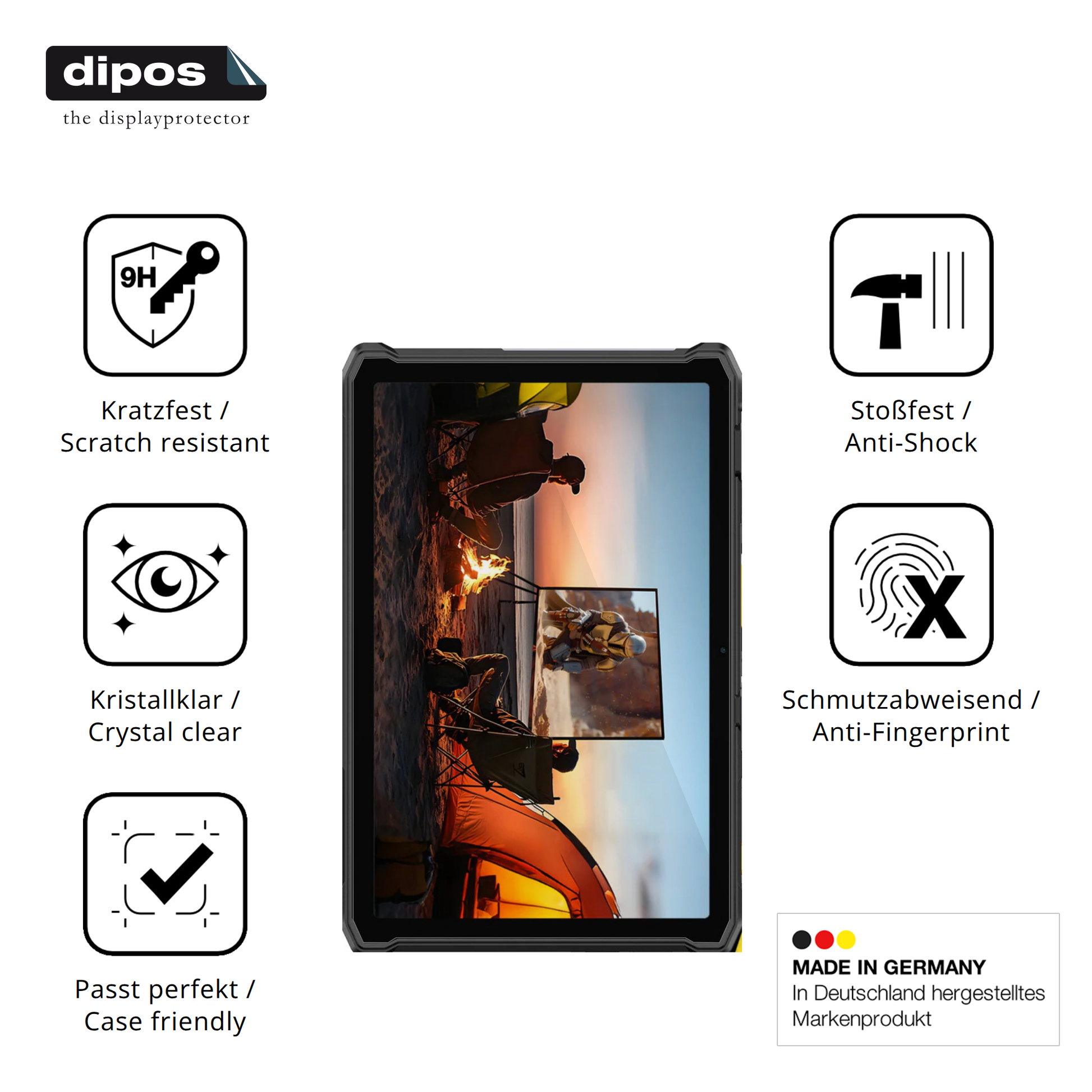 Displayschutz hergestellt in Deutschland, höchste Qualität made in Germany