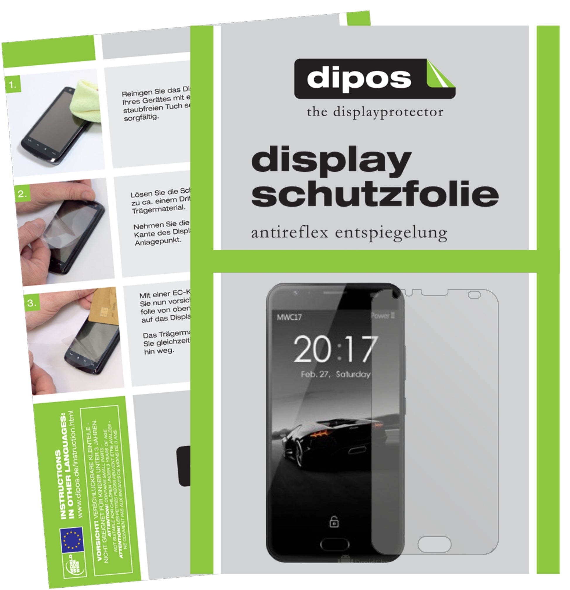 Mattes Panzerglas: Entspiegelte, dünne Folie, Fingerabdruckresistenz und Bildschirmschutz für Ulefone-Power 2