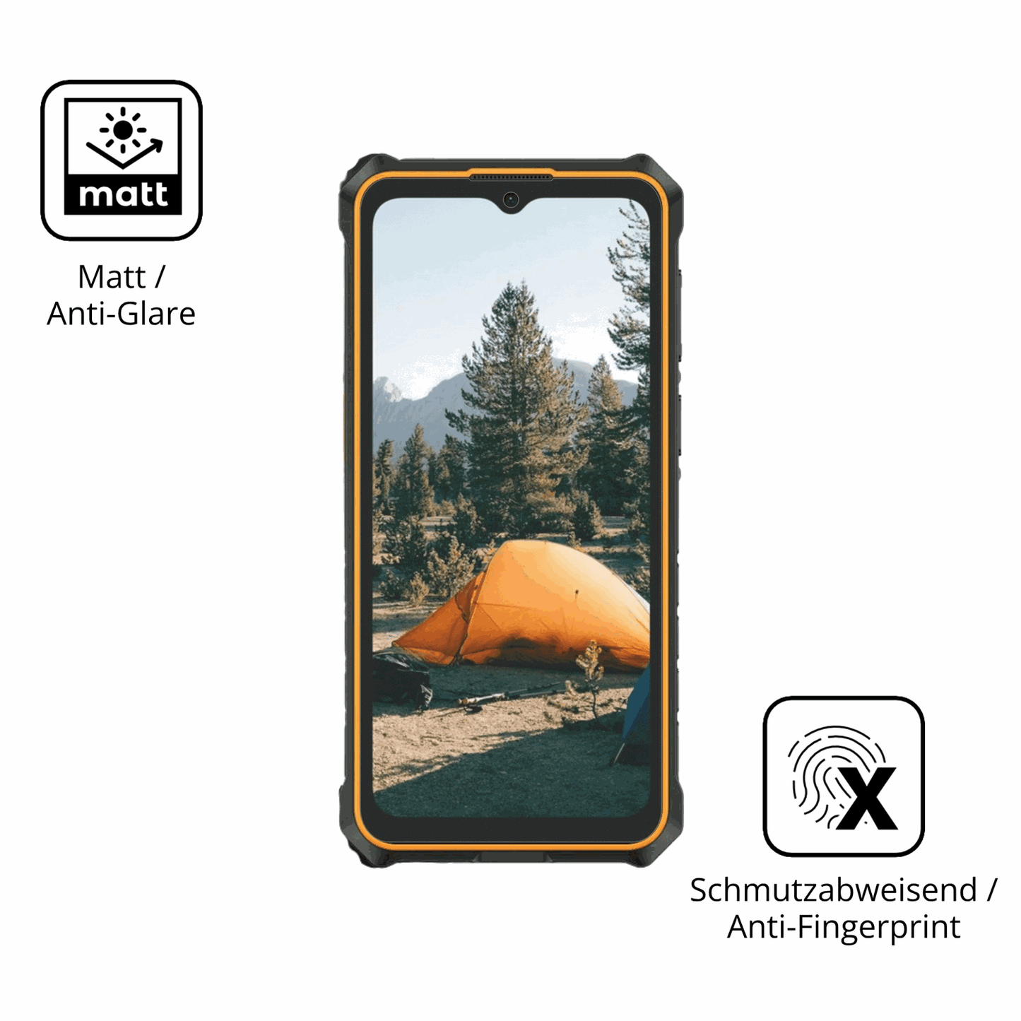 Dünne und entspiegelnde Folie passend zugeschnitten für Ulefone RugKing 3 Pro