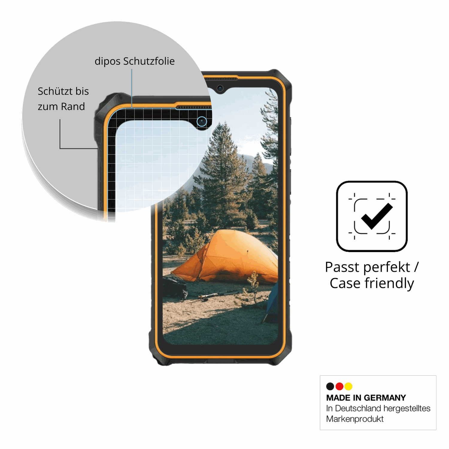 Schutzglasfolie mit optimaler Passform, zur Verwendung mit Hüllen geeignet
