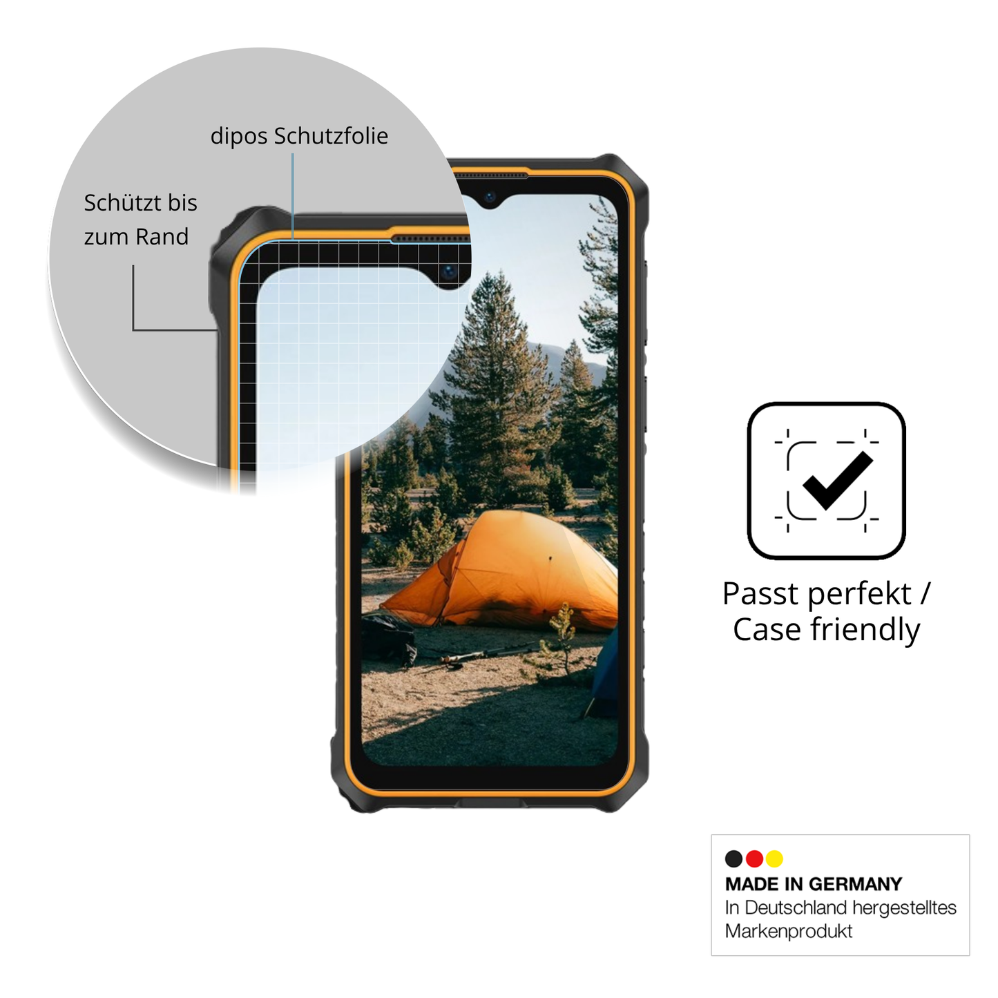 Besonders flexibler Displayschutz mit Anti-Shock-Schicht im Materialmix