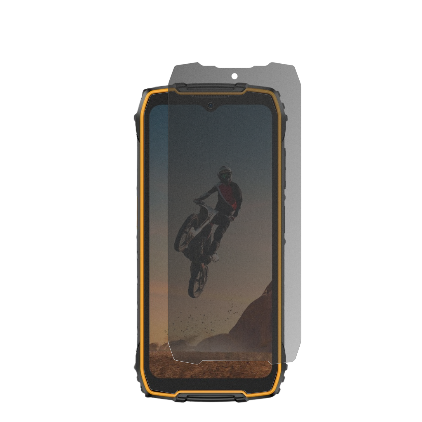 UlefoneRugKing 4 Pro mit aufgebrachter dipos Flex Schutzfolie, die seitliche Einblicke blockiert