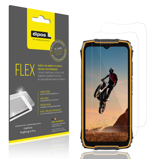 Klare Displayschutzfolie von dipos passend für Ulefone RugKing 4 Pro, 100% Displayabdeckung und blasenfreie Montage