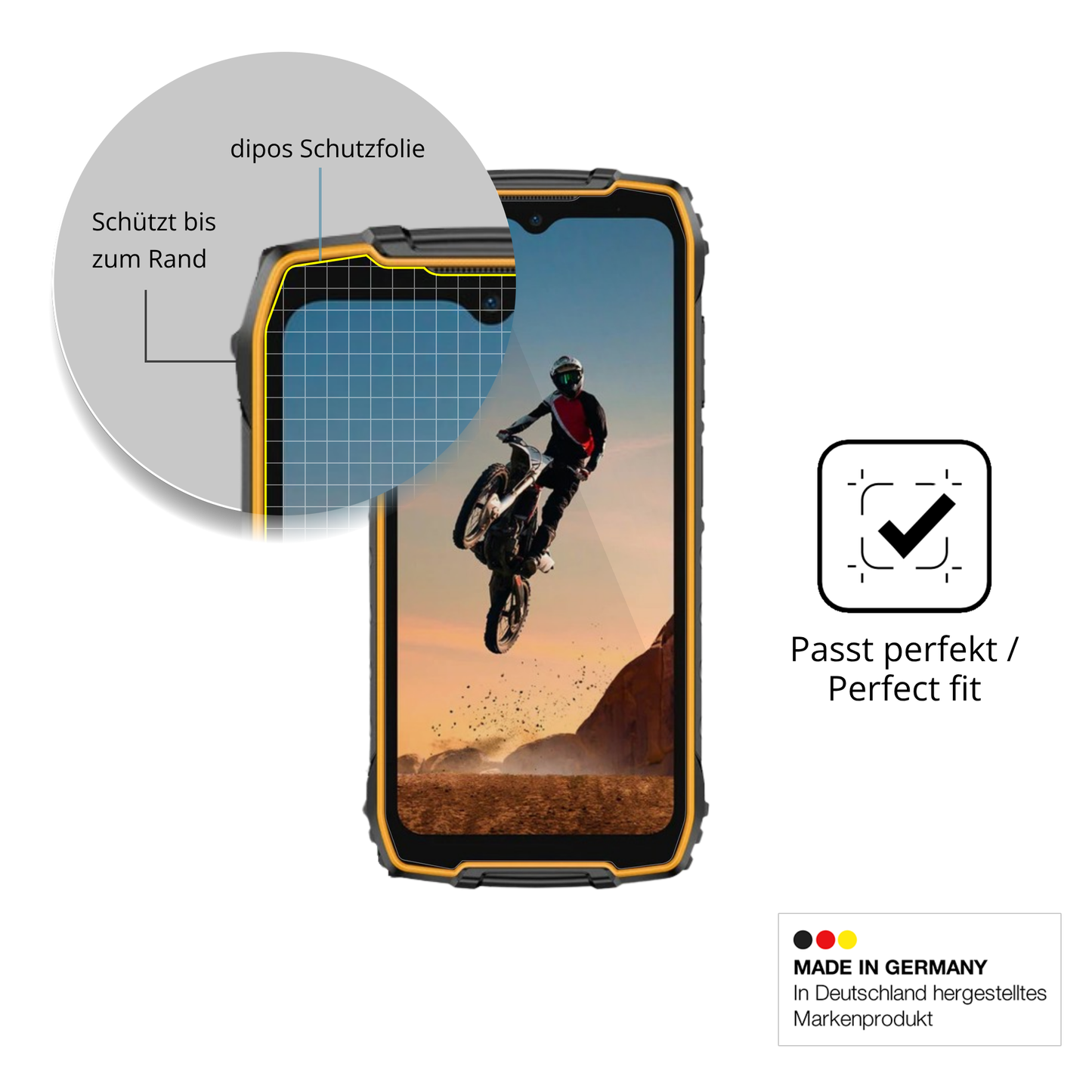 Schutzfolie mit optimaler Passform, zur Verwendung mit Hüllen geeignet